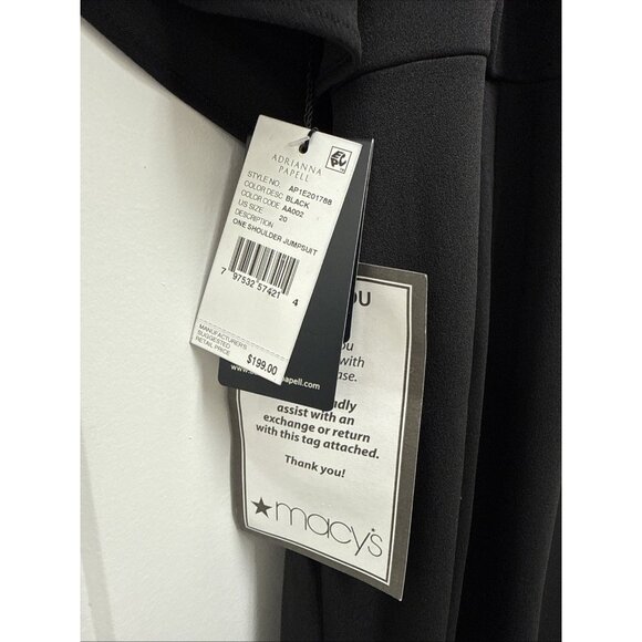 New Adrianna Papell Plus Size 20 Jumpsuit Black One Shoulder Wide Leg Cocktail - Picture 10 of 13